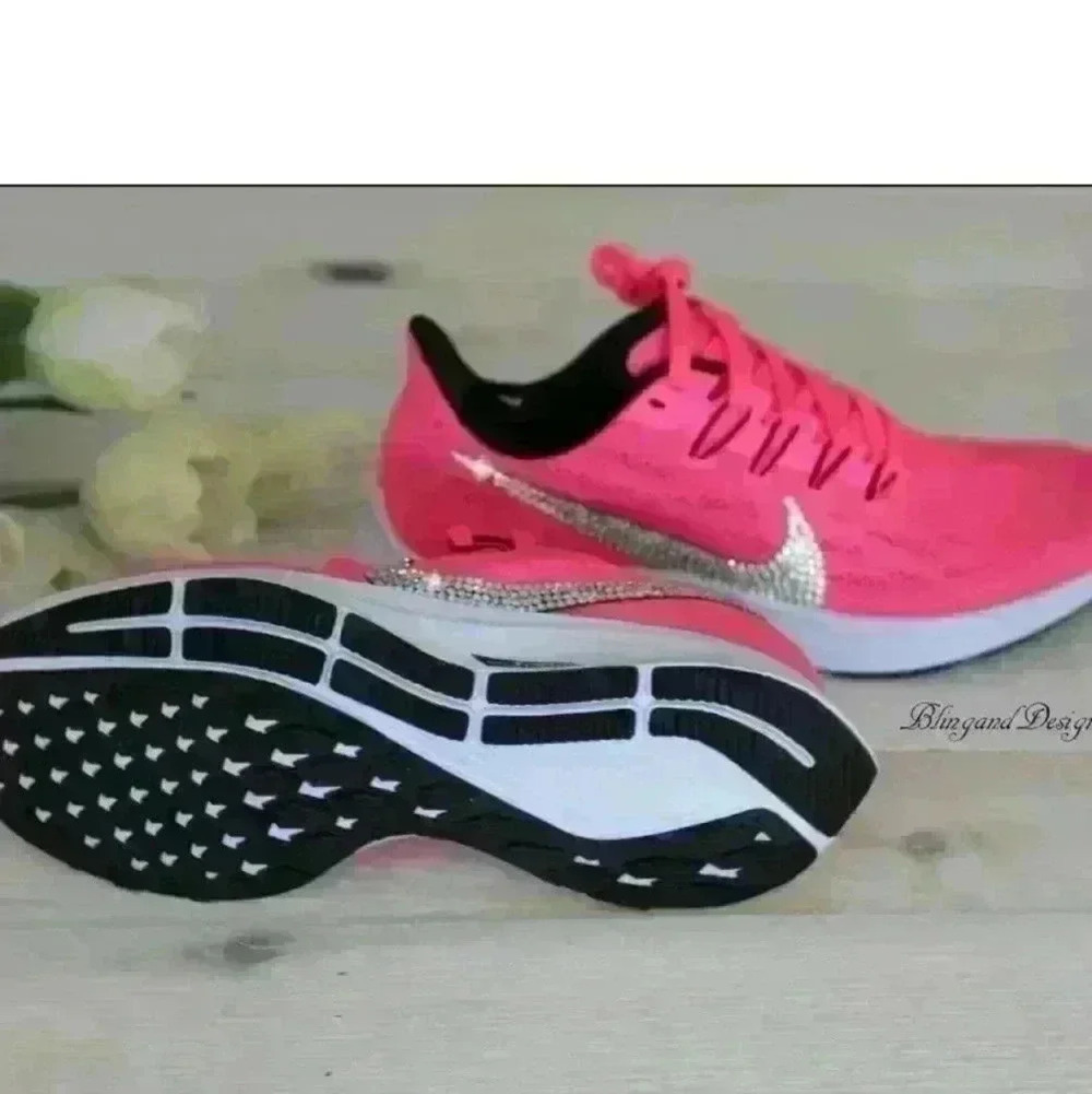 Women's Nike Air Zoom Pegasus 36 Hyper Pink Shoes made with Swarovski Crystals - Picture 6 of 8